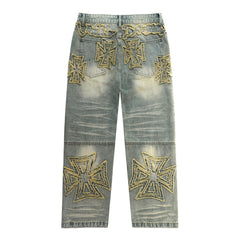 VALLEY Embroidered Letter Jeans #8261