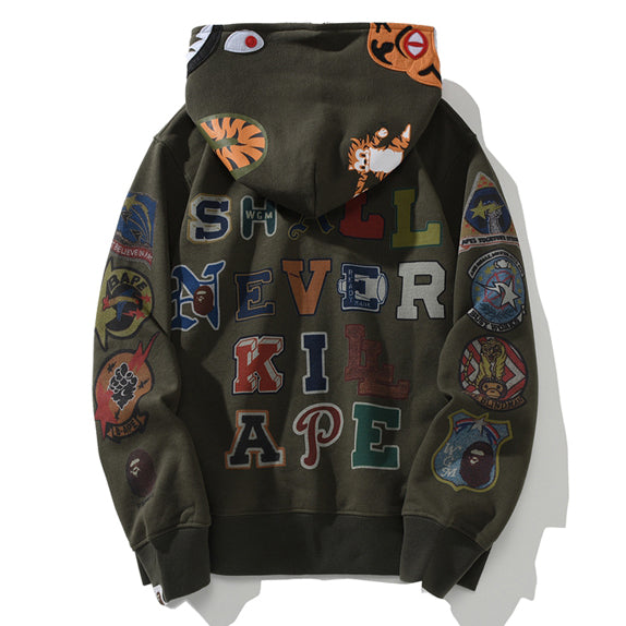 BAPE Shark Tiger Head Zipper Hoodie