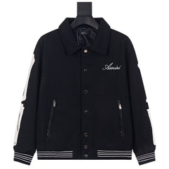 AMIRI thickened loose bomber baseball jacket Black