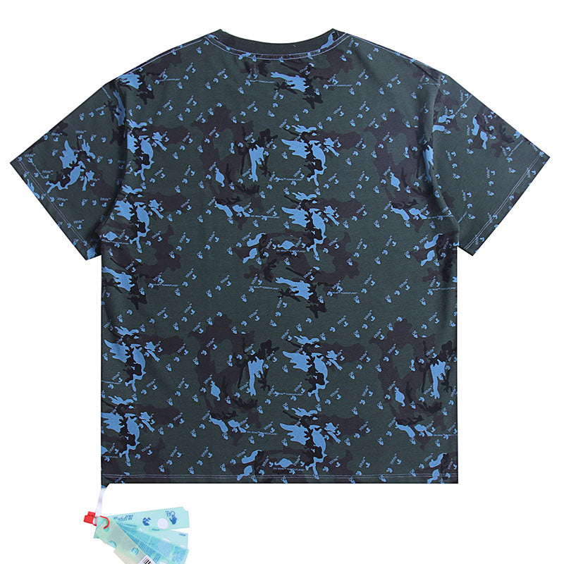 OFF WHITE Simple camouflage series pattern crew neck T-shirts