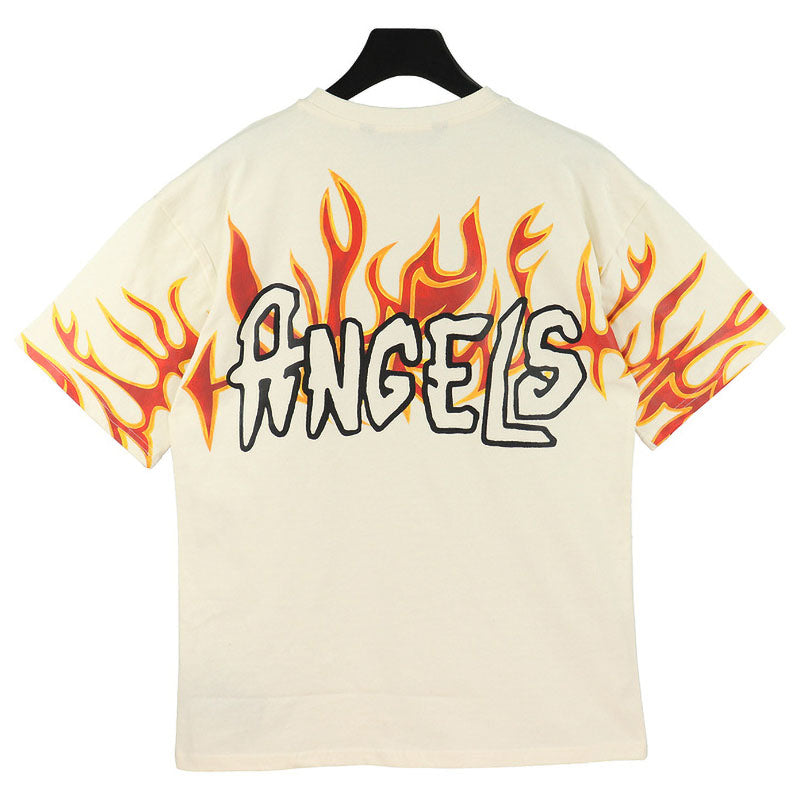 Palm Angels Graffiti Letter Flame Print Plain T-Shirt