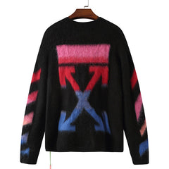 OFF WHITE Arrow pattern mohair crew neck sweater