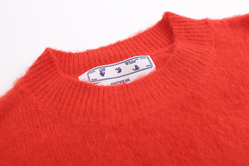 OFF WHITE Christmas red arrow mohair crew neck sweater