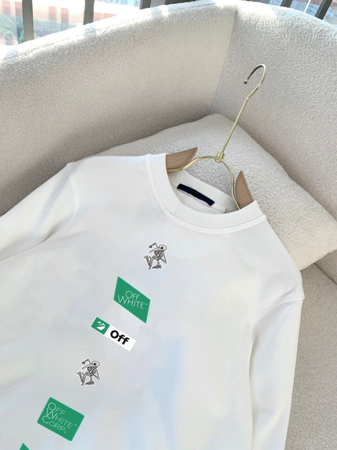 OFF-WHITE OW Logo Graphic Crew Neck Pullover Sweatshirt