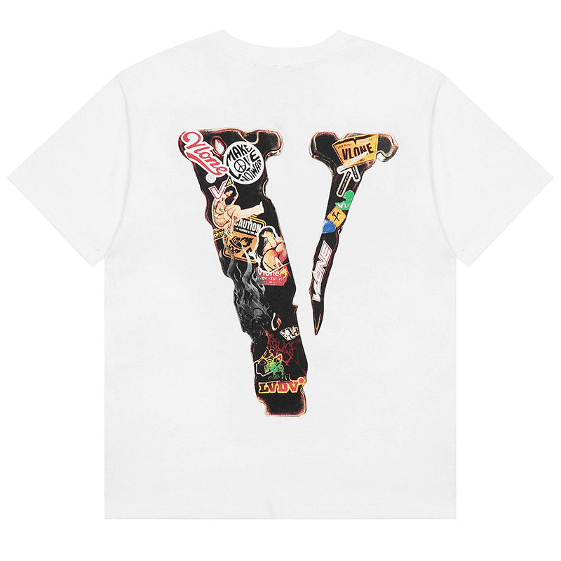 VLONE Cartoon pattern big V letter T-Shirts