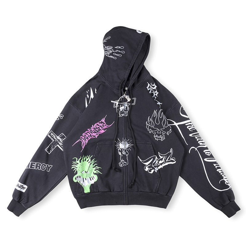 Hellstar Graffiti Zip Up Hoodie