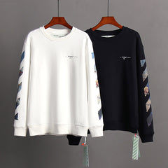 OFF WHITE Classic Monet Oil Painting Arrow Round Neck Pullover Sweatshirts