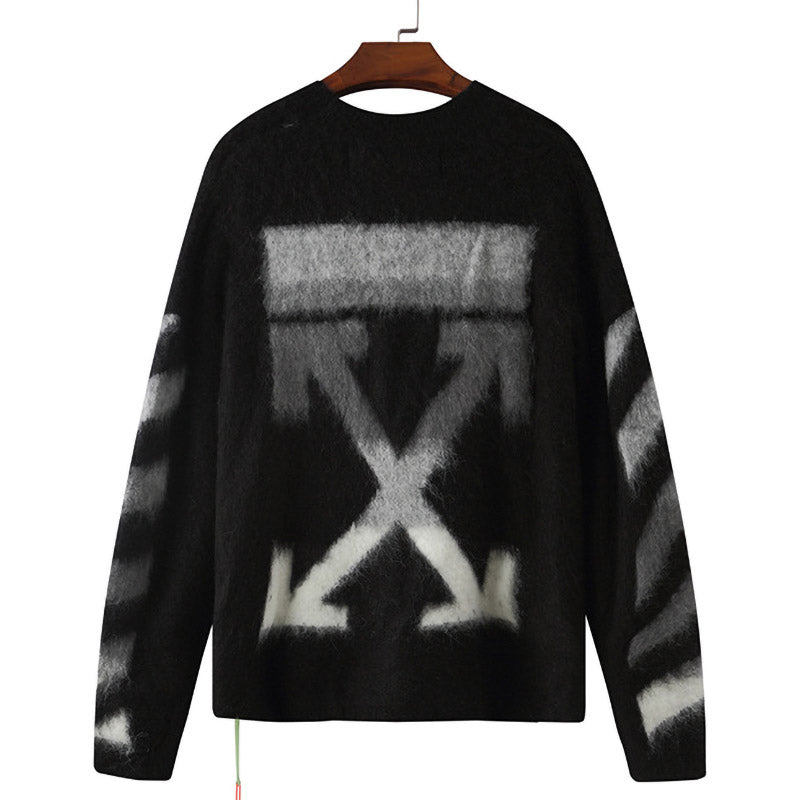 OFF WHITE Arrow pattern mohair crew neck sweater