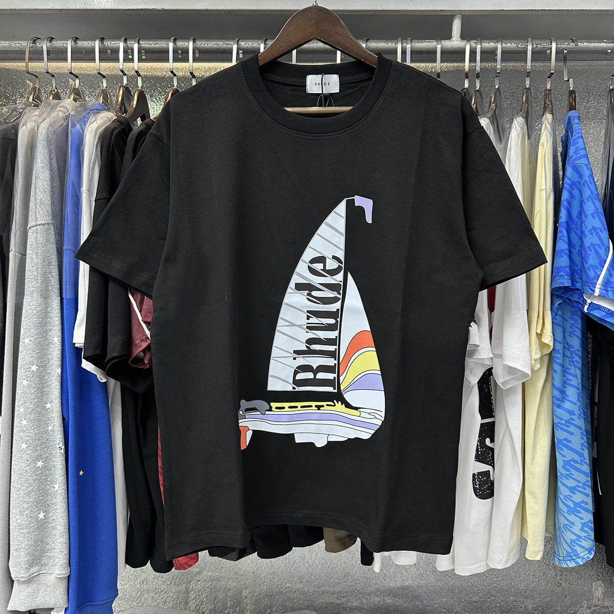 RHUDE Catamaran Champion Cotton T-Shrit