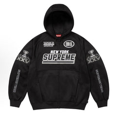 Supreme logo-patch zip-fastening hoodie