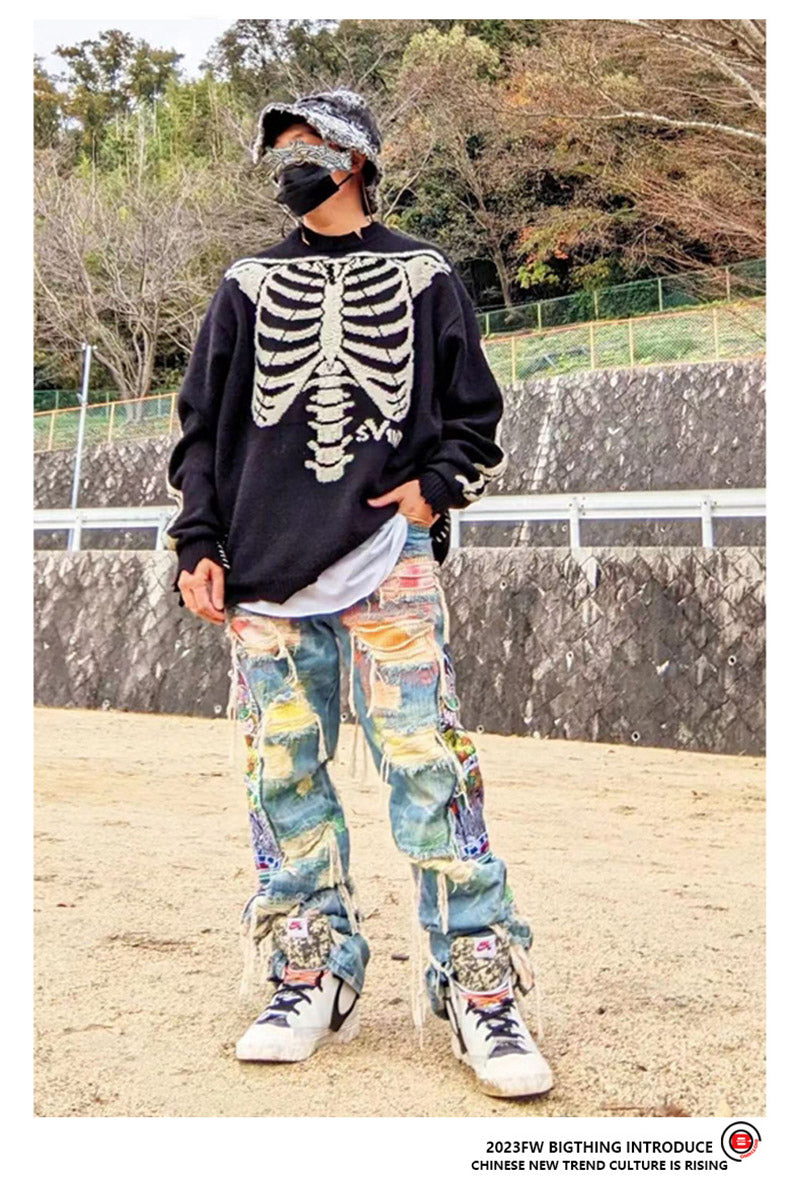 SAINT MICHAELSkull Bones Skeleton Sweaters