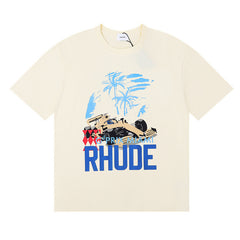 RHUDE Racing Crest F1 formula trendy couple T-shirts