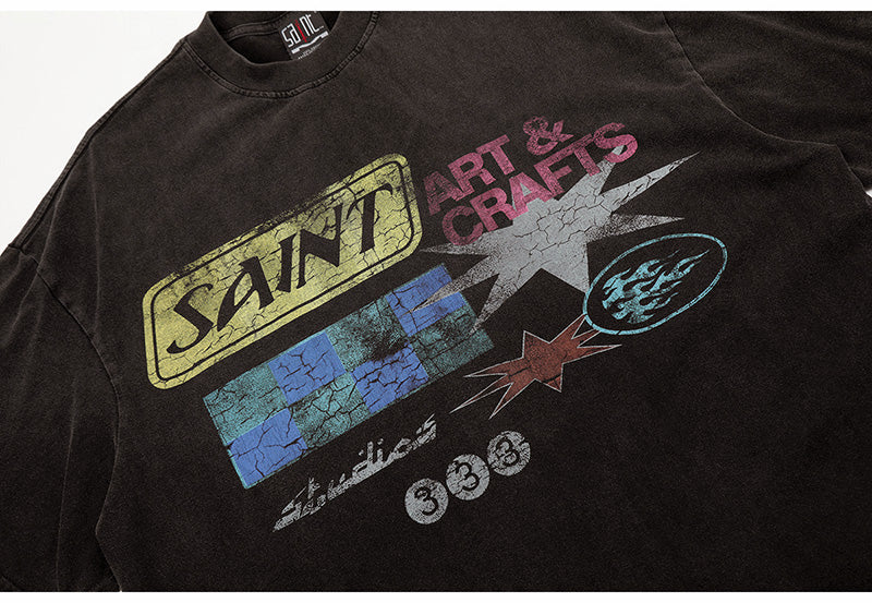 SAINT MICHAEL Retro Print Washed T-Shirts