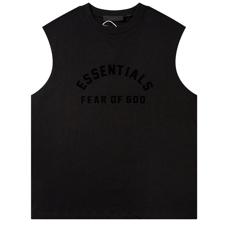 Fear Of God Flocked letter crew neck Sleeveless T-Shirts