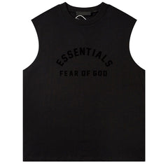 Fear Of God Flocked letter crew neck Sleeveless T-Shirts