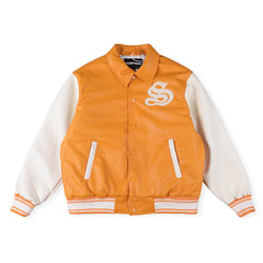 Sp5der Leather Varsity Jacket