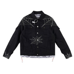 Sp5der Web Denim Cropped Trucker Jacket