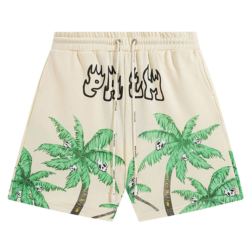 Palm Angels Hawaiian style coconut tree skull Shorts and T-Shirts