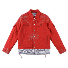 Sp5der Web Denim Cropped Trucker Jacket