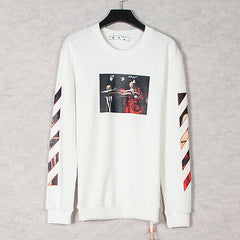 OFF WHITE Caravaggio Oil Painting Print Round Neck Pullover Sweatshirts