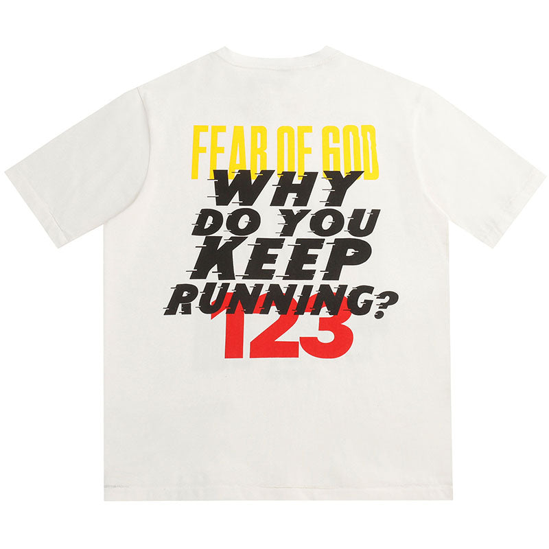 Fear Of God X RRR123 portrait lettering slogan print T-shirt