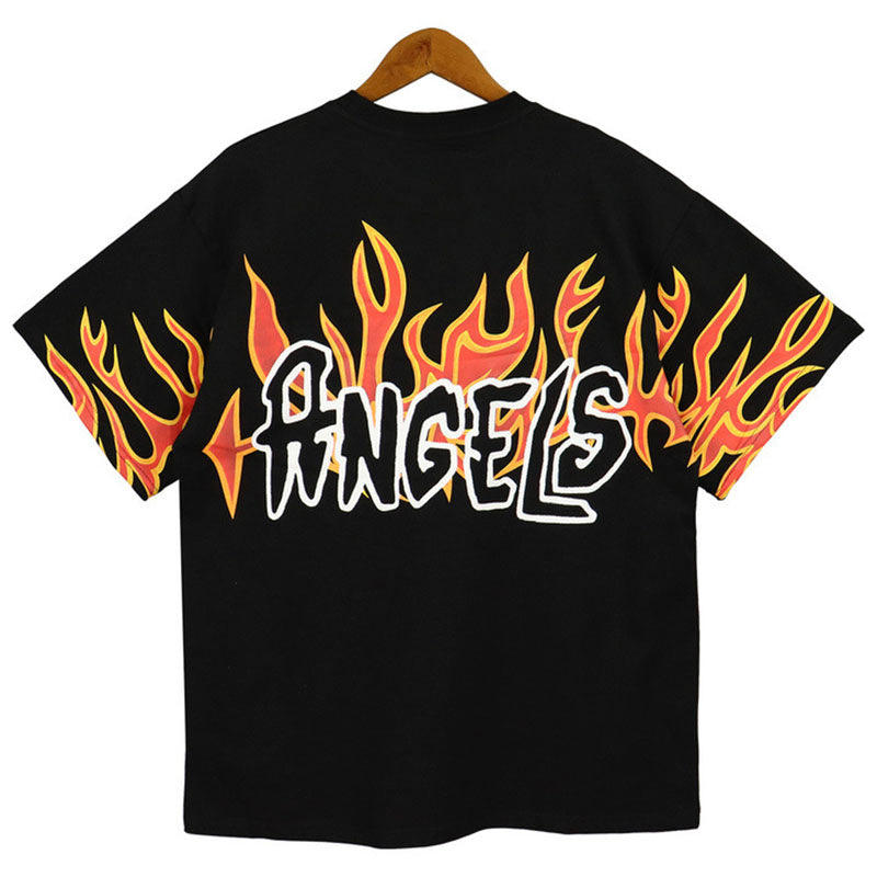 Palm Angels Graffiti Letter Flame Print Plain T-Shirt