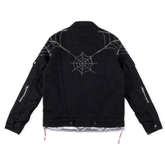 Sp5der Web Denim Cropped Trucker Jacket