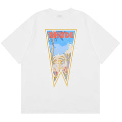 RHUDE Rhude Oil Painting Clock Coconut Tree Print T-Shirts