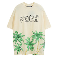 Palm Angels Hawaiian style coconut tree skull Shorts and T-Shirts