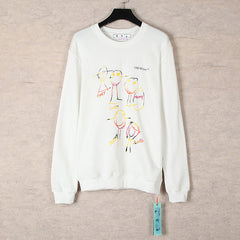 OFF WHITE Cartoon line character round neck pullover sweatshirts