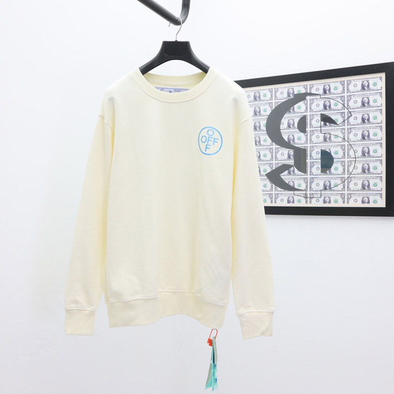 OFF-WHITE European Blue Tape Arrow Pattern Crewneck Sweatshirt