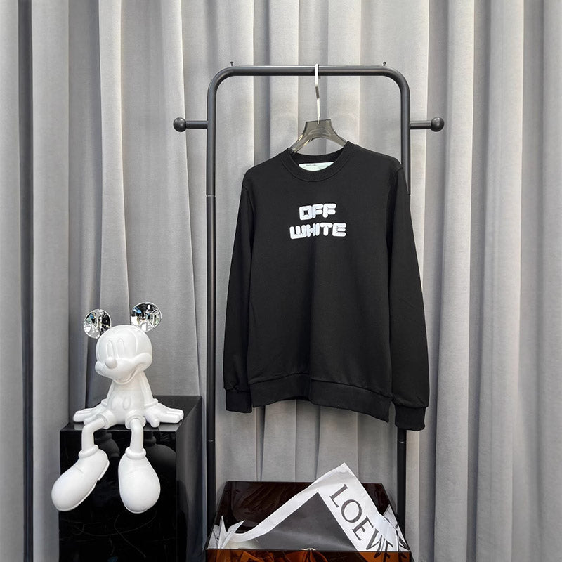 OFF-WHITE OW Logo Graphic Crew Neck Pullover Sweatshirt