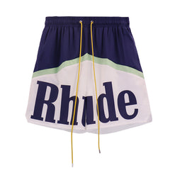 RHUDE Awakening Straight-Leg Colour-Block Logo-Print Twill Drawstring Shorts