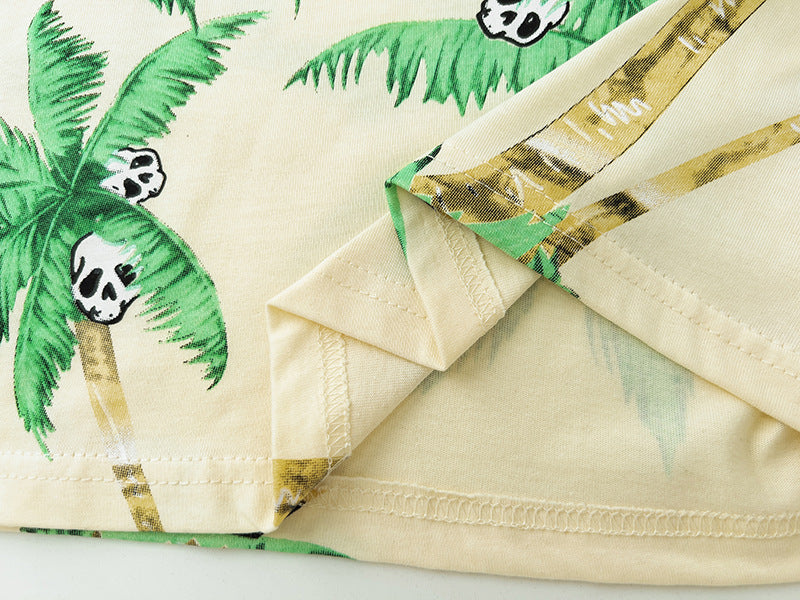 Palm Angels Hawaiian style coconut tree skull Shorts and T-Shirts