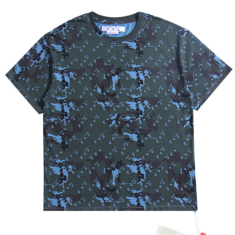 OFF WHITE Simple camouflage series pattern crew neck T-shirts