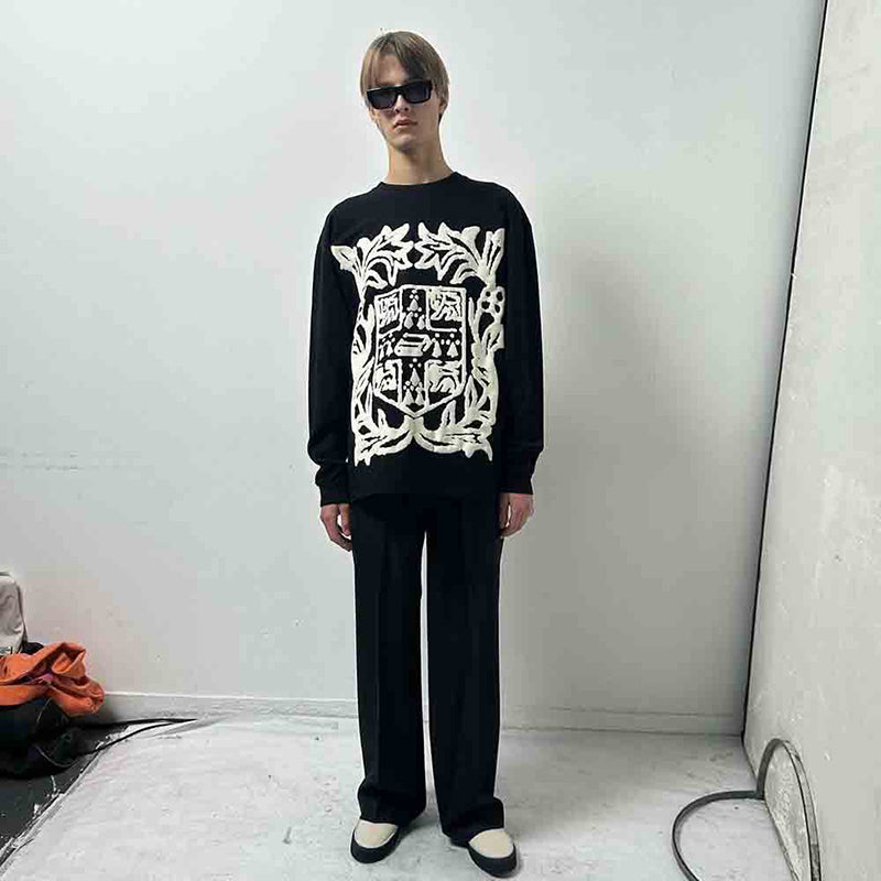 RHUDE Floral Logo Print Long Sleeve T-Shirt