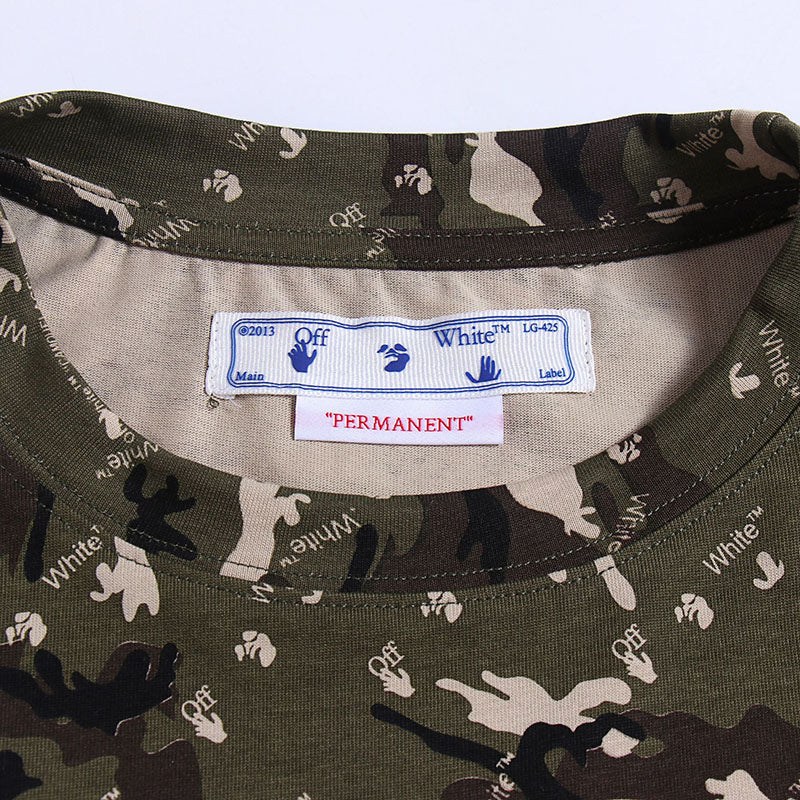 OFF WHITE Simple camouflage series pattern crew neck T-shirts