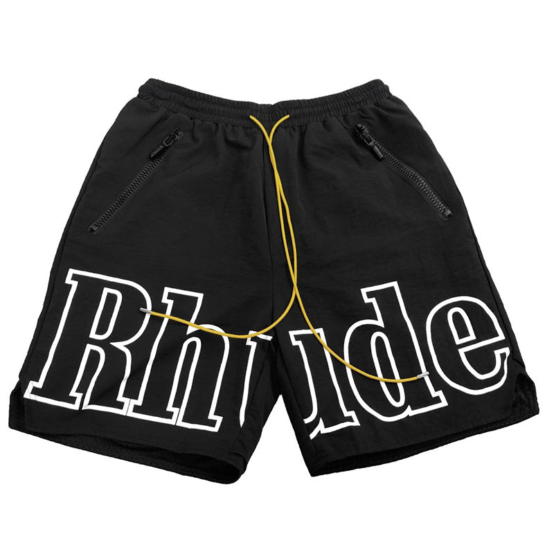 RHUDE 3M Reflective Letters Mesh Drawstring Shorts