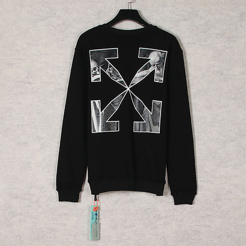 OFF WHITE Caravaggio black and white oil painting arrow Sweatshirts