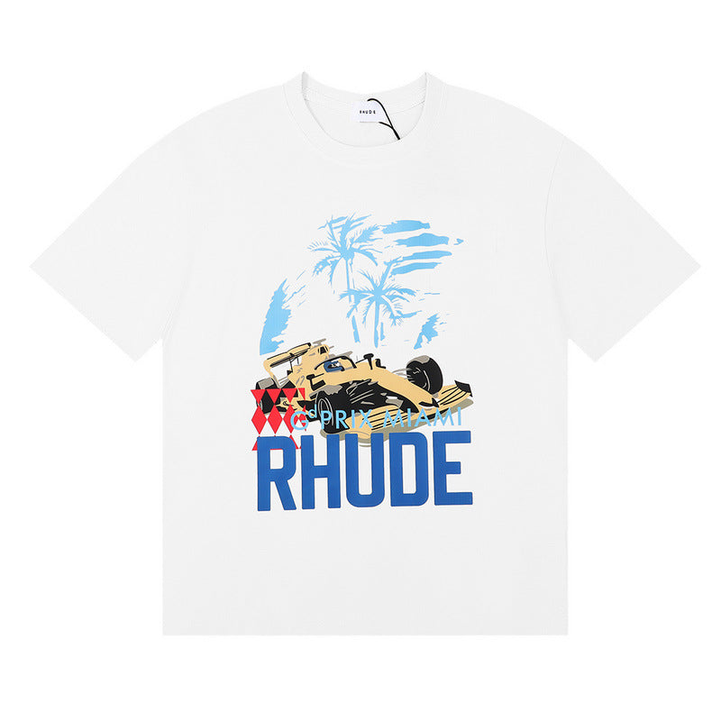 RHUDE Racing Crest F1 formula trendy couple T-shirts