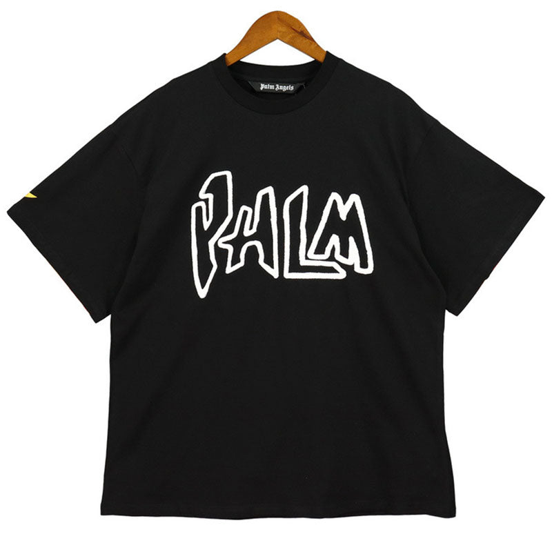 Palm Angels Graffiti Letter Flame Print Plain T-Shirt