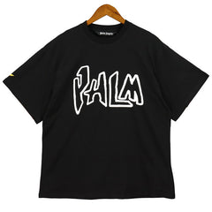 Palm Angels Graffiti Letter Flame Print Plain T-Shirt