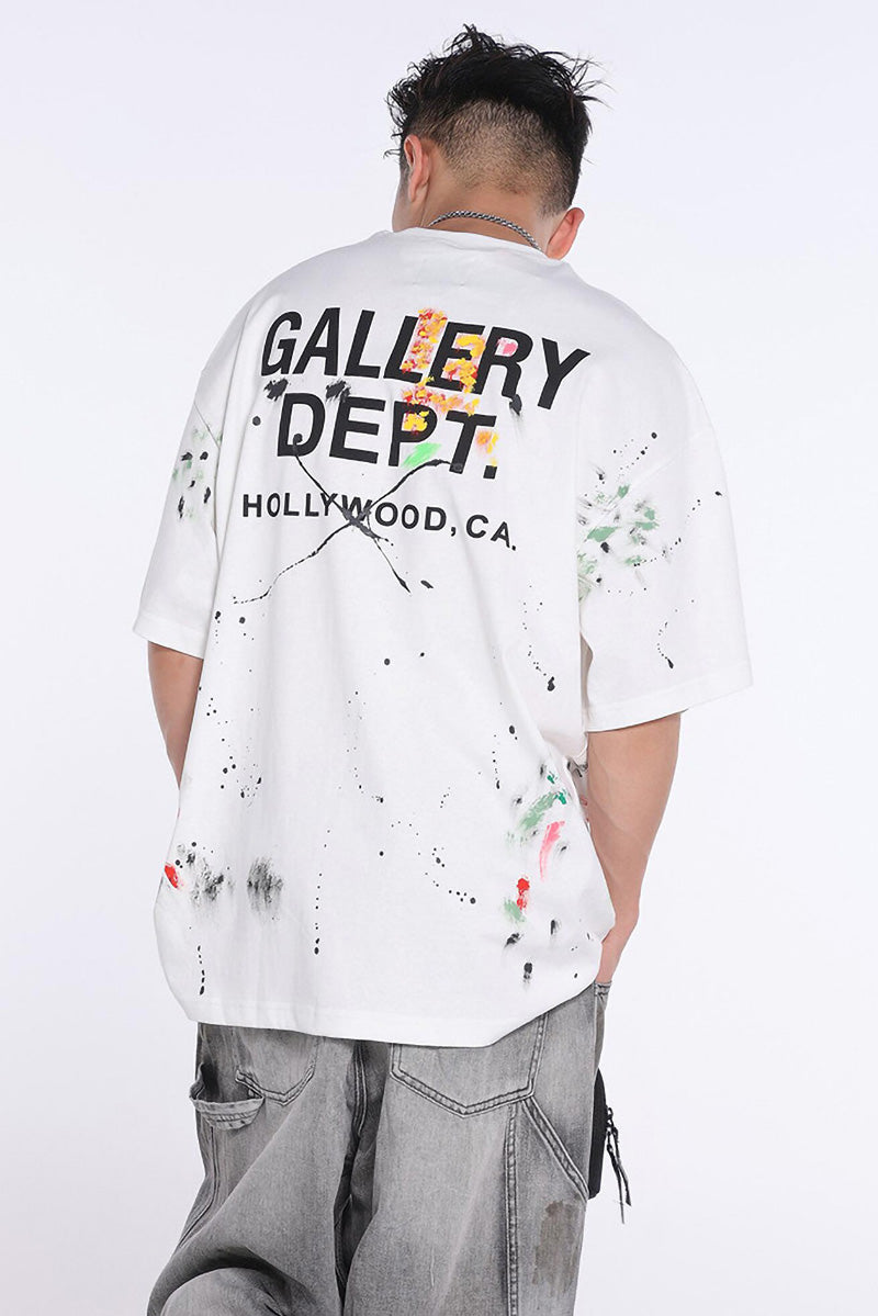 Gallery Dept.Paint-Splattered Logo-Print Cotton-Jersey T-Shirt