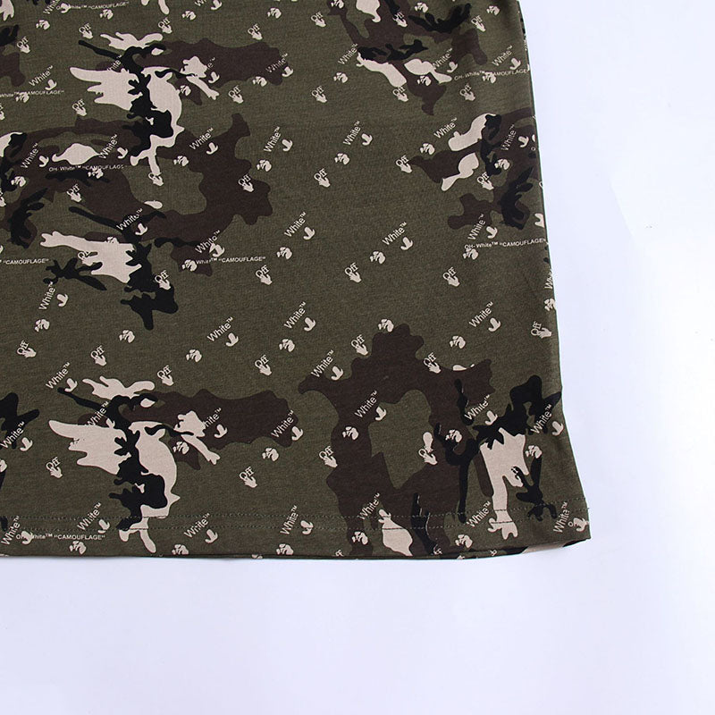 OFF WHITE Simple camouflage series pattern crew neck T-shirts