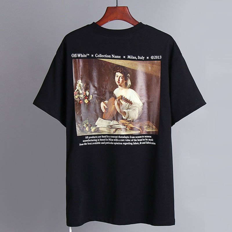 OFF-WHITE Black piano player oil painting tee