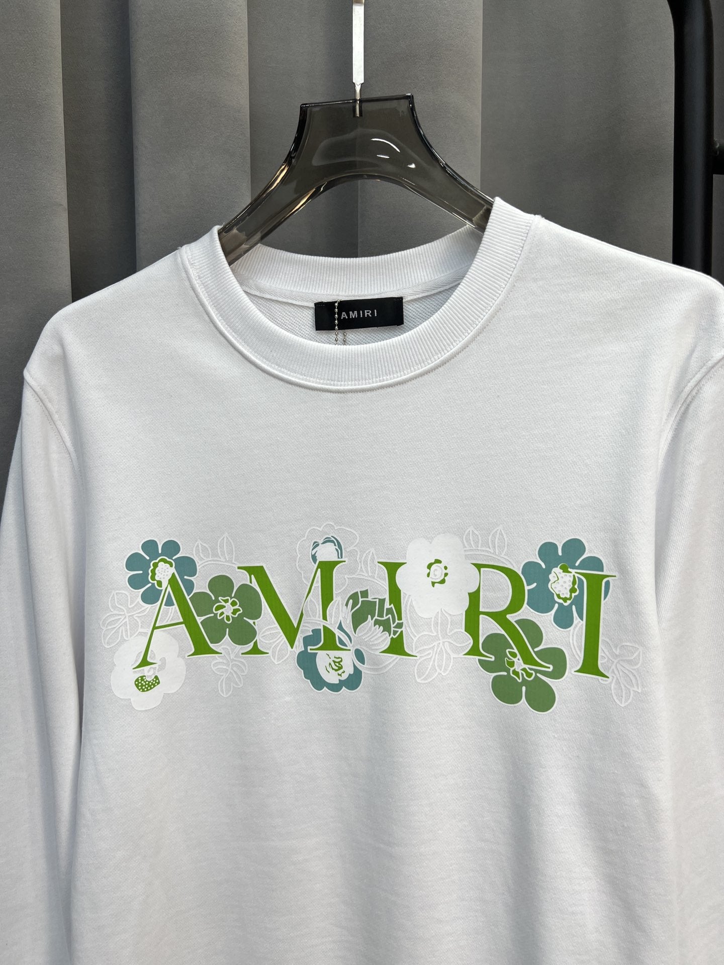 AMIRI Floral And Letter Logo Print Crew Neck Sweatshirts