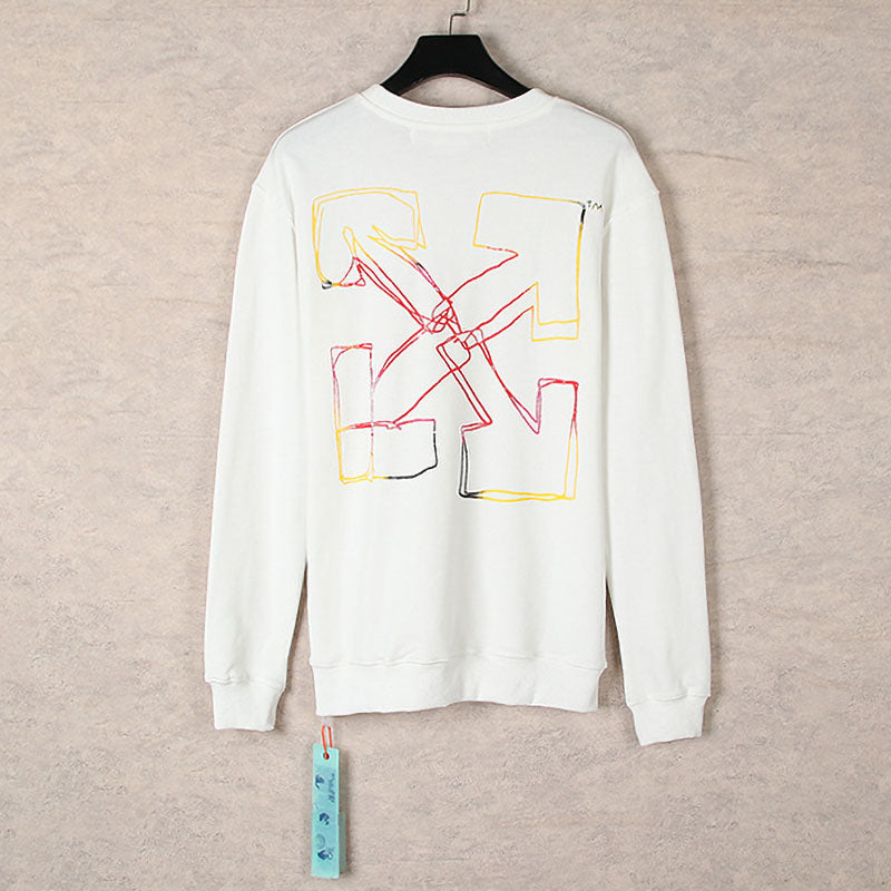 OFF WHITE Cartoon line character round neck pullover sweatshirts