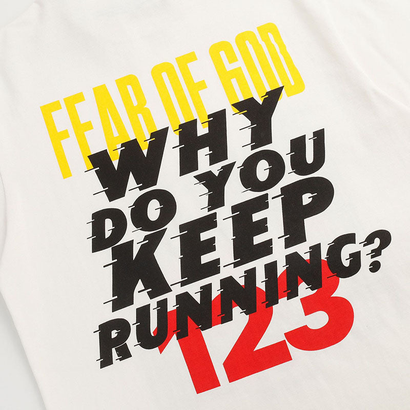 Fear Of God X RRR123 portrait lettering slogan print T-shirt