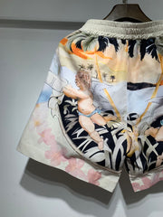 AMIRI Straight-Leg Printed Silk-Twill Drawstring Shorts