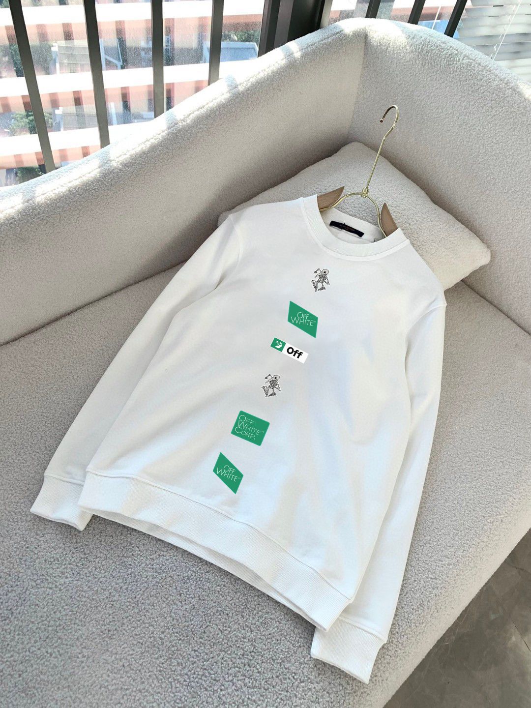 OFF-WHITE OW Logo Graphic Crew Neck Pullover Sweatshirt